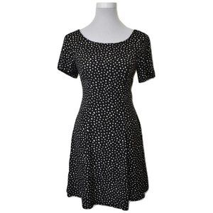 Vintage Algo  Black & White Polka Dot Flared Dress